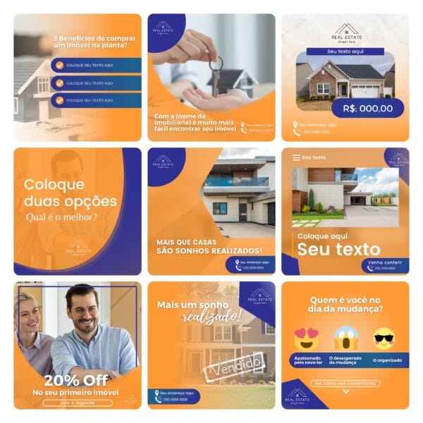 Pack Canva Imobiliária 30 Modelos Editáveis+ Bônus