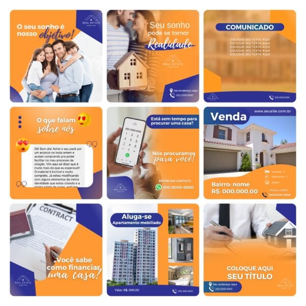 Pack Canva Imobiliária 30 Modelos Editáveis+ Bônus