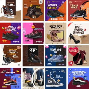 Pack Canva Loja de Calçados 30 Modelos Editáveis+ Bônus