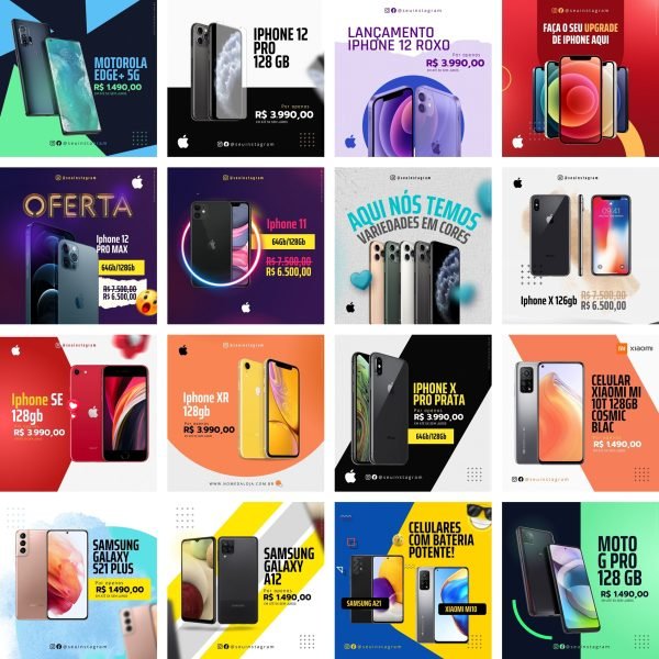 Pack Canva Loja de Celulares Celular 40 Modelos Editáveis+ Bônus
