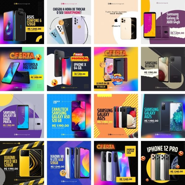 Pack Canva Loja de Celulares Celular 40 Modelos Editáveis+ Bônus