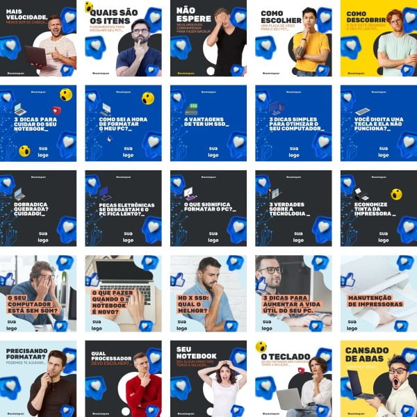 Pack Canva Loja de Informática 200 Modelos Editáveis+ Bônus