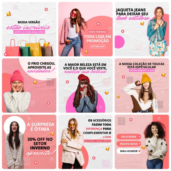Pack Canva Loja de Roupas 30 Modelos Editáveis+ Bônus