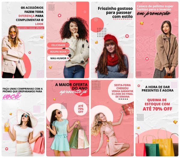 Pack Canva Loja de Roupas 30 Modelos EditáveisStorie + Bônus