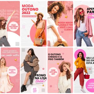 Pack Canva Loja de Roupas 30 Modelos EditáveisStorie + Bônus