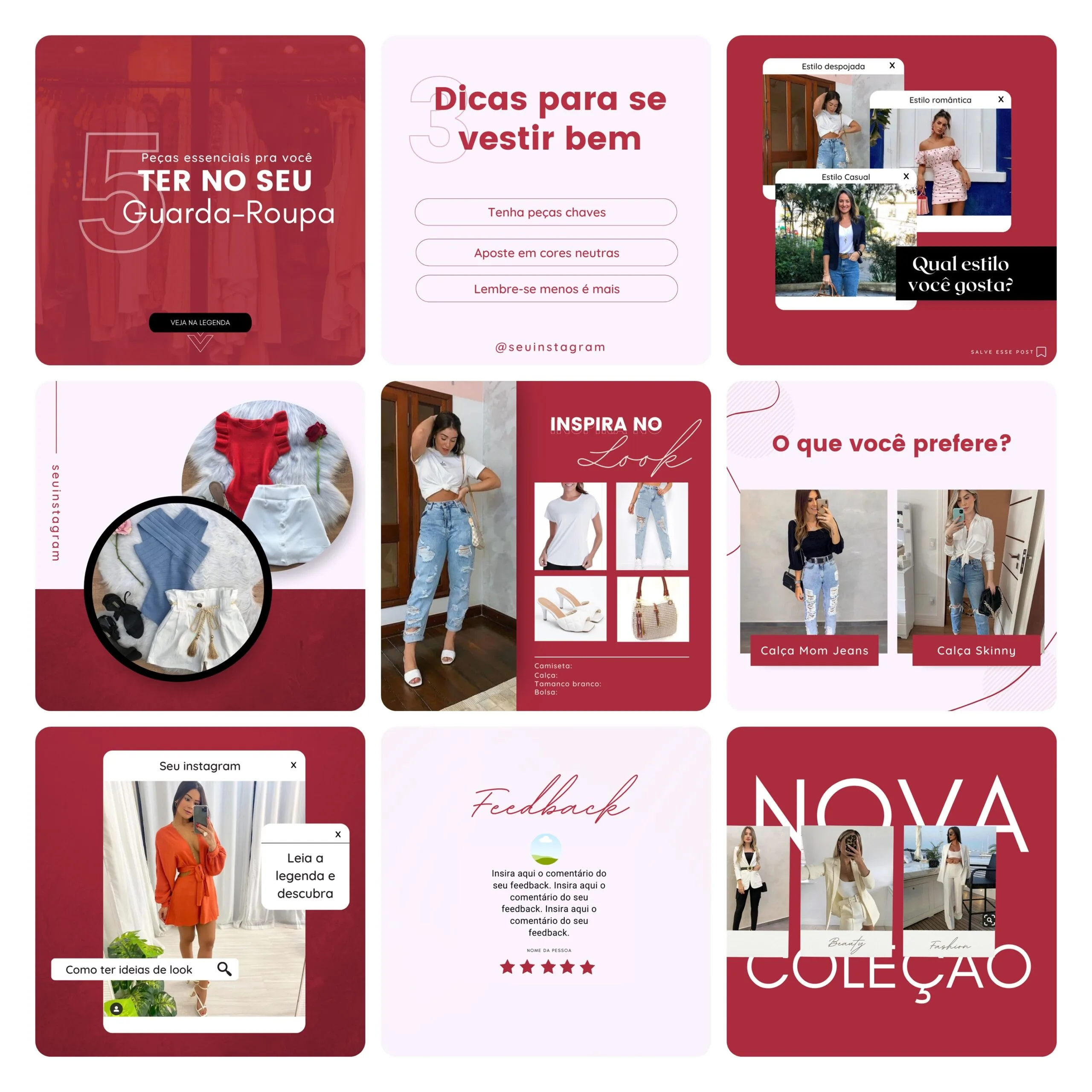 Pack Canva Loja de Roupas Femina 40 Modelos Editáveis+ Bônus