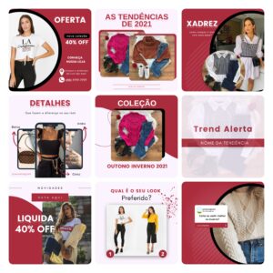 Pack Canva Loja de Roupas Femina 40 Modelos Editáveis+ Bônus
