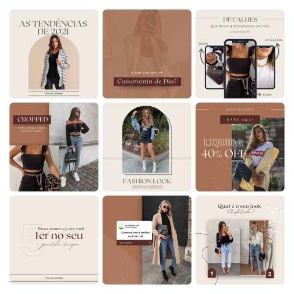 Pack Canva Loja de Roupas MInimalista 40 Modelos Editáveis+ Bônus