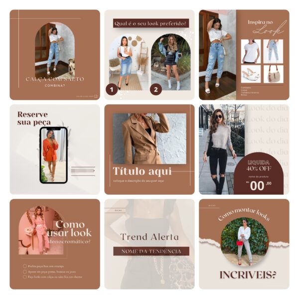 Pack Canva Loja de Roupas MInimalista 40 Modelos Editáveis+ Bônus