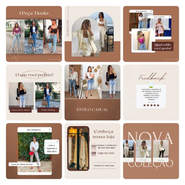 Pack Canva Loja de Roupas MInimalista 40 Modelos Editáveis+ Bônus