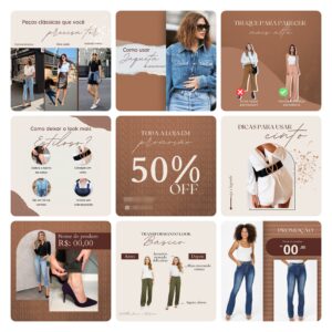 Pack Canva Loja de Roupas MInimalista 40 Modelos Editáveis+ Bônus