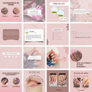 Pack Canva Manicure e Pedicure 100 Modelos Editáveis+ Bônus