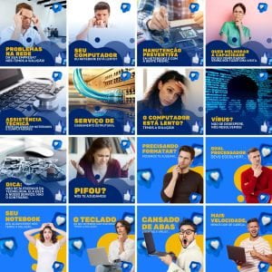 Pack Canva Manutenção de Computadores 200 Modelos Editáveis+ Legendas