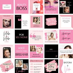 Pack Canva Maquiagem Makeup 2.0 25 Modelos Editáveis+ Bônus