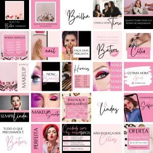 Pack Canva Maquiagem Makeup 25 Modelos Editáveis+ Bônus