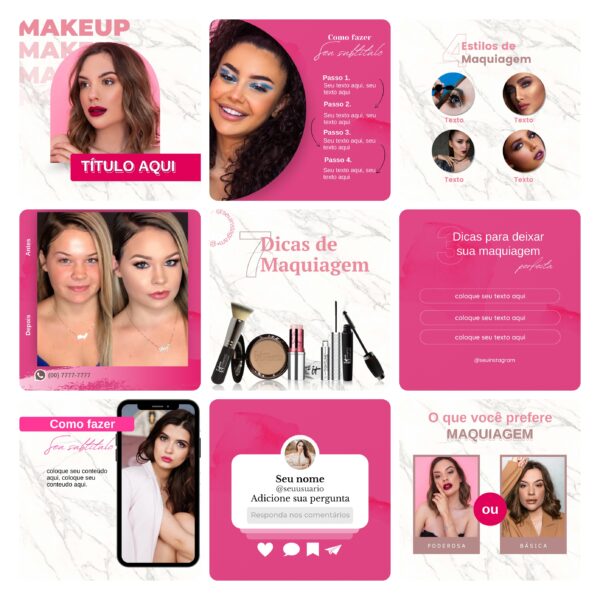 Pack Canva Maquiagem Maquiadora 30 Modelos Editáveis+ Bônus