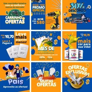 Pack Canva Materiais de Construção 10 Modelos Editáveis+ Bônus