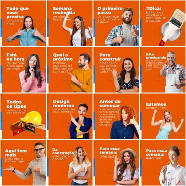 Pack Canva Materiais de Construção 200 Modelos Editáveis+ Legendas