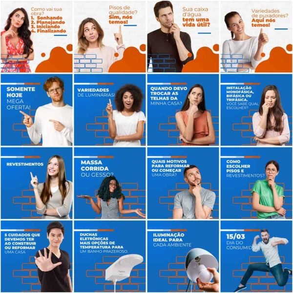 Pack Canva Materiais de Construção 200 Modelos Editáveis+ Legendas