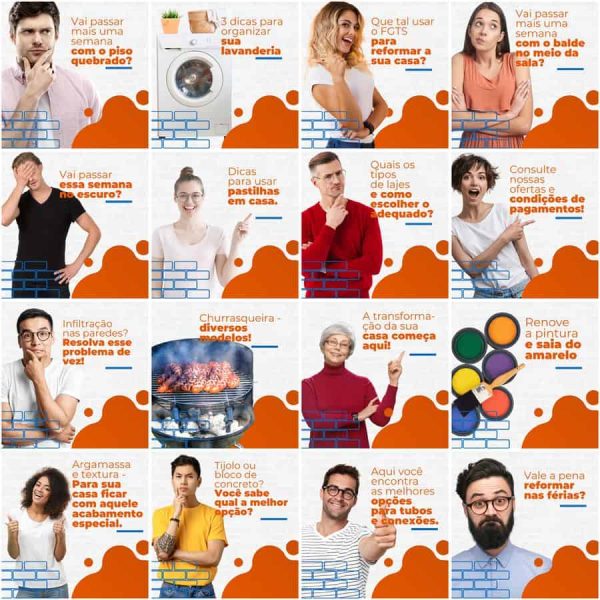 Pack Canva Materiais de Construção 200 Modelos Editáveis+ Legendas