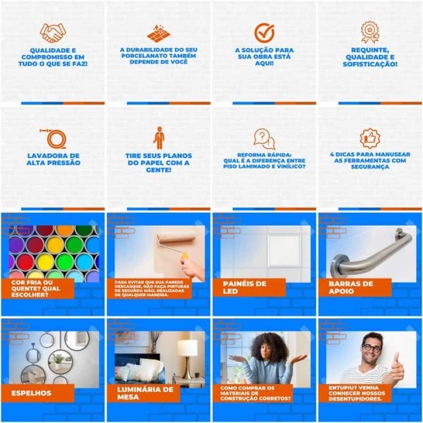 Pack Canva Materiais de Construção 200 Modelos Editáveis+ Legendas