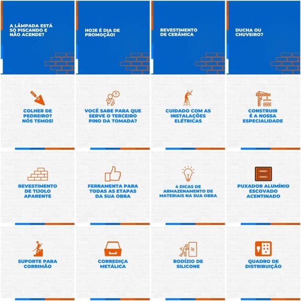 Pack Canva Materiais de Construção 200 Modelos Editáveis+ Legendas