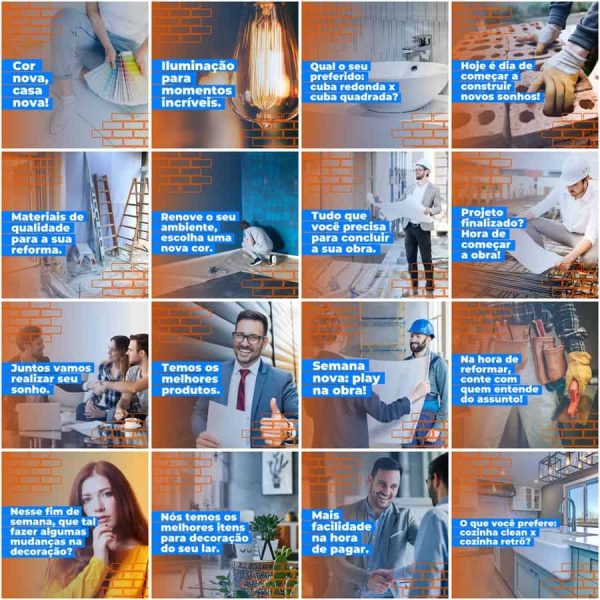 Pack Canva Materiais de Construção 200 Modelos Editáveis+ Legendas