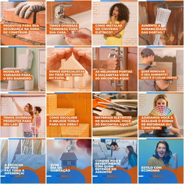 Pack Canva Materiais de Construção 200 Modelos Editáveis+ Legendas