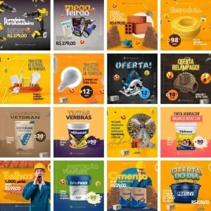 Pack Canva Material de Construção 20 Modelos Editáveis+ Bônus