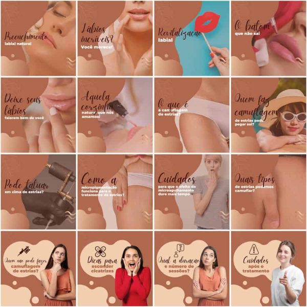 Pack Canva Micropigmentação 200 Modelos Editáveis+ Legendas