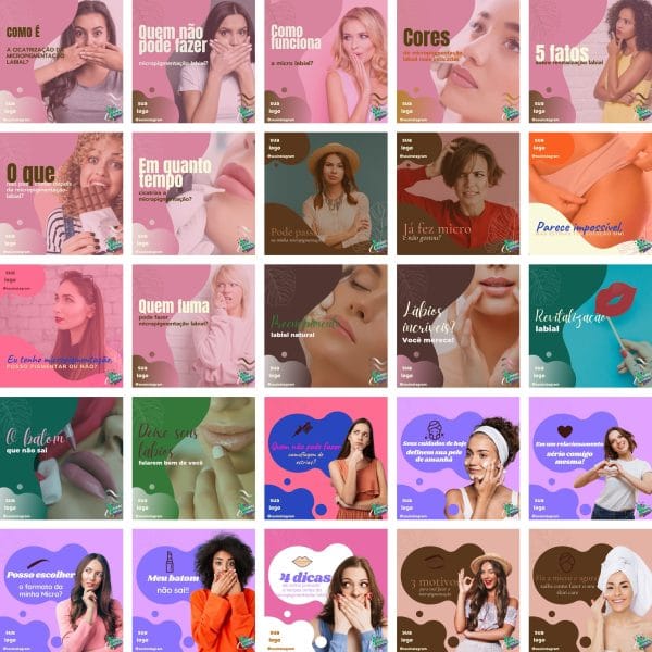 Pack Canva Micropigmentação Beleza 200 Modelos Editáveis+ Bônus