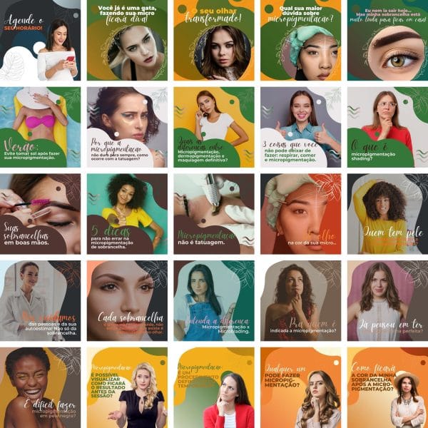 Pack Canva Micropigmentação Beleza 200 Modelos Editáveis+ Bônus