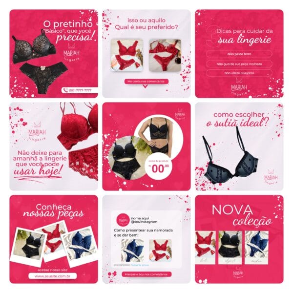 Pack Canva Moda Íntima Lingerie 30 Modelos Editáveis+ Bônus