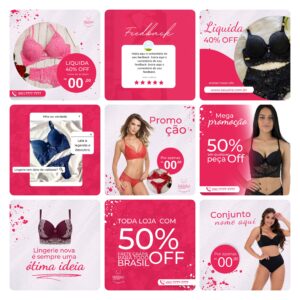 Pack Canva Moda Íntima Lingerie 30 Modelos Editáveis+ Bônus