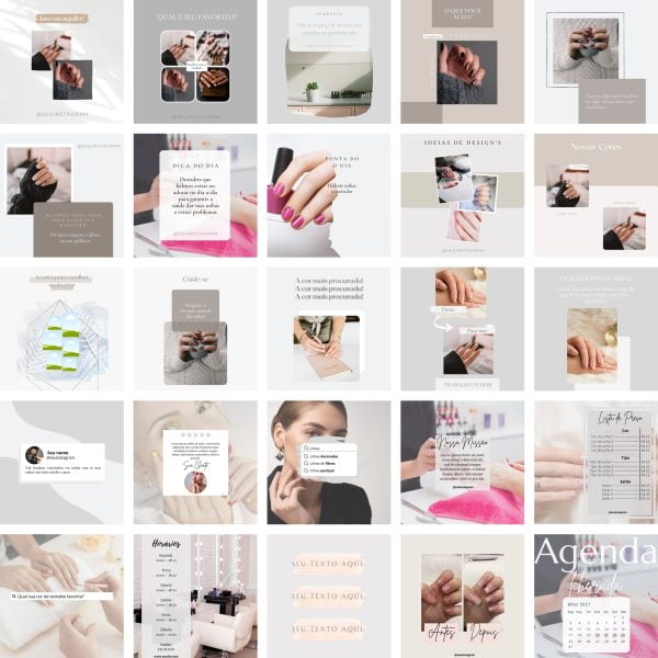 Pack Canva Nail Design 2.0 25 Modelos Editáveis+ Bônus