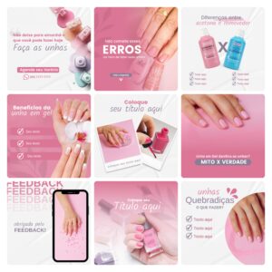 Pack Canva Nail Design 30 Modelos Editáveis+ Bônus