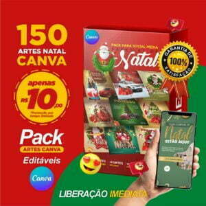 Pack Canva Natal 150 Modelos EditáveisMídias Sociais + Bônus