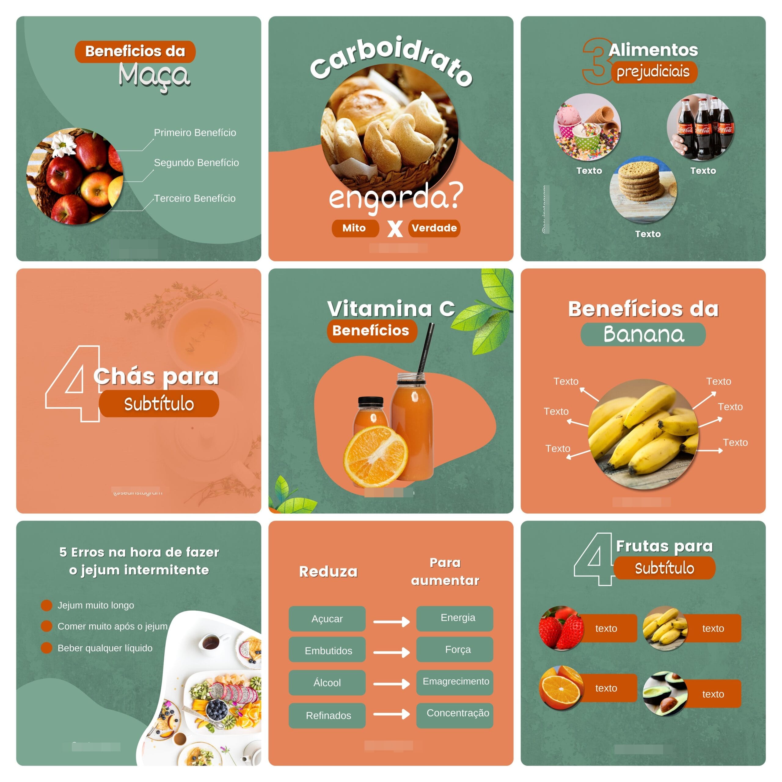 Pack Canva Nutricionista 100 Modelos Editáveis+ Bônus 10 Pack Canva Nutricionista 100 Modelos Editáveis+ Bônus