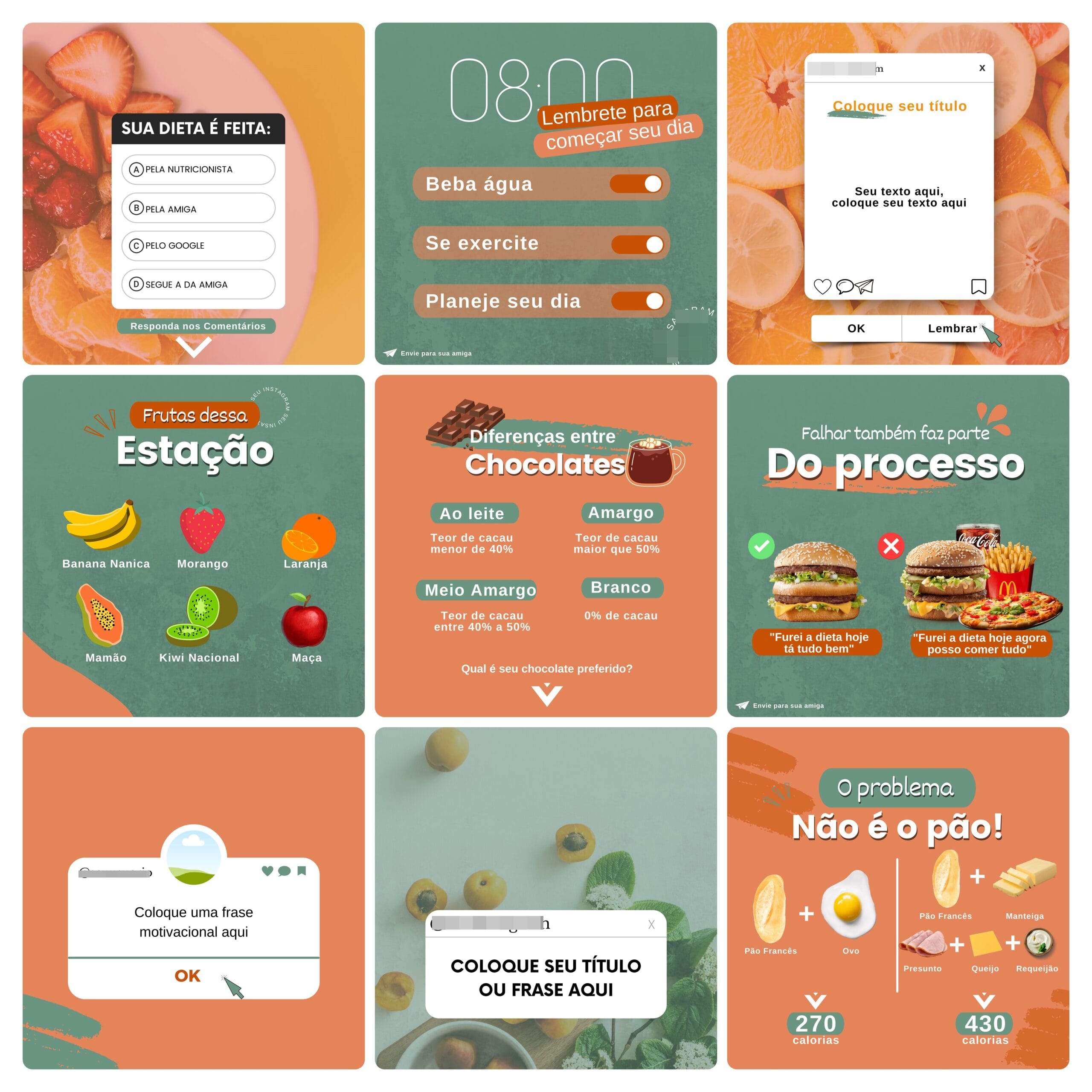 Pack Canva Nutricionista 100 Modelos Editáveis+ Bônus 6 Pack Canva Nutricionista 100 Modelos Editáveis+ Bônus