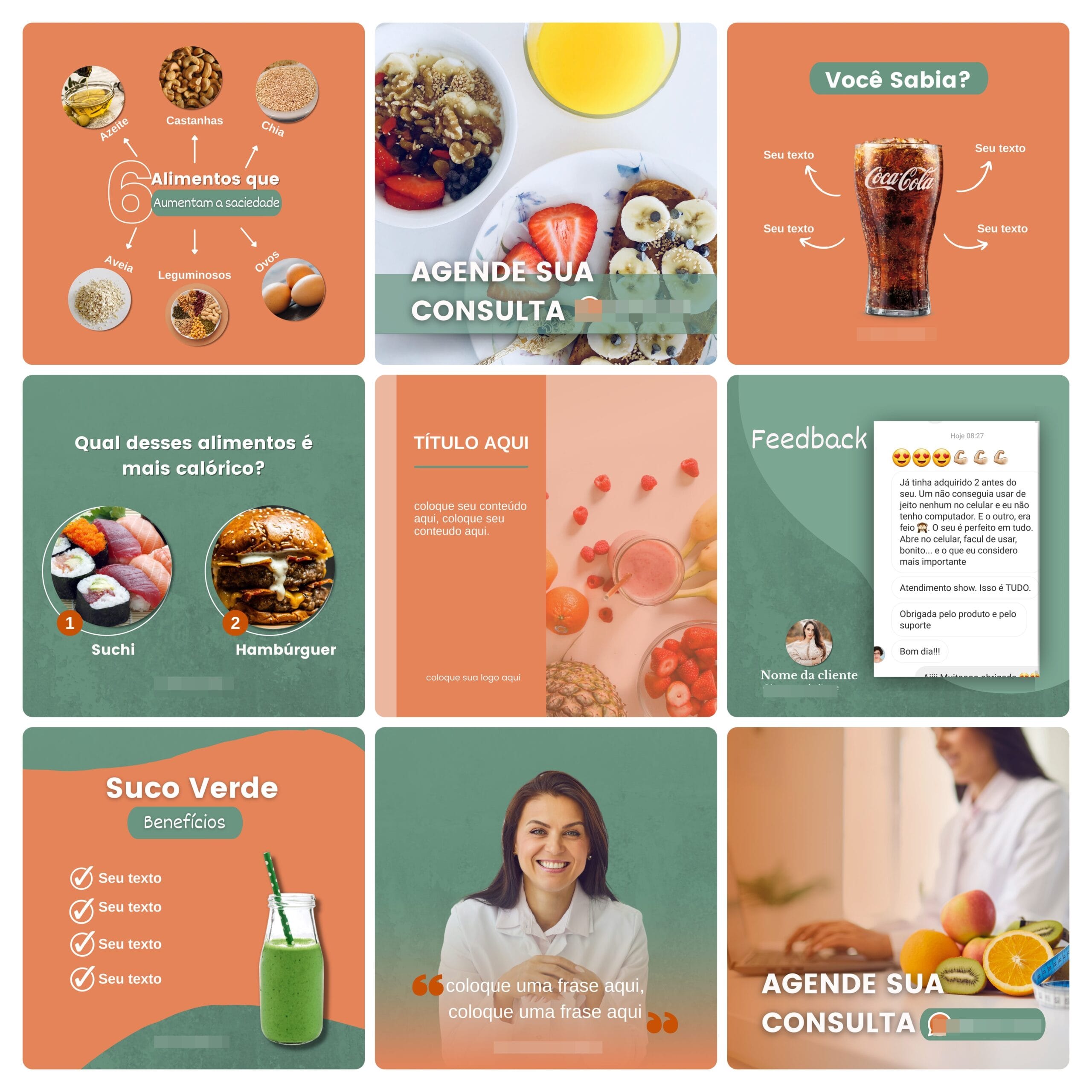 Pack Canva Nutricionista 100 Modelos Editáveis+ Bônus 9 Pack Canva Nutricionista 100 Modelos Editáveis+ Bônus