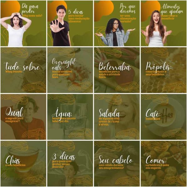 Pack Canva Nutricionista Nutrição 200 Modelos Editáveis+ Legendas