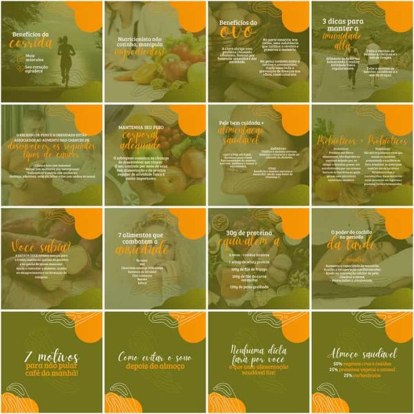 Pack Canva Nutricionista Nutrição 200 Modelos Editáveis+ Legendas