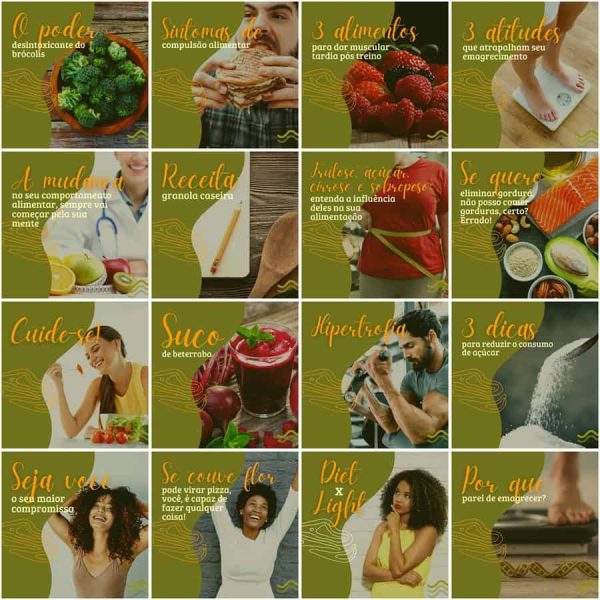 Pack Canva Nutricionista Nutrição 200 Modelos Editáveis+ Legendas