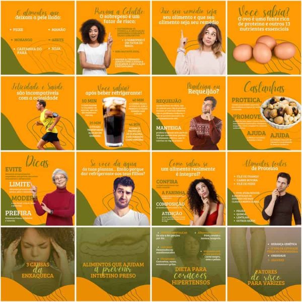 Pack Canva Nutricionista Nutrição 200 Modelos Editáveis+ Legendas