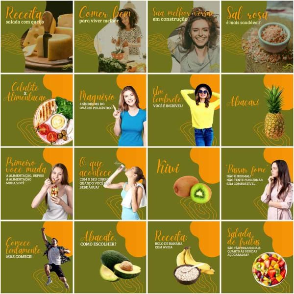Pack Canva Nutricionista Nutrição 200 Modelos Editáveis+ Legendas
