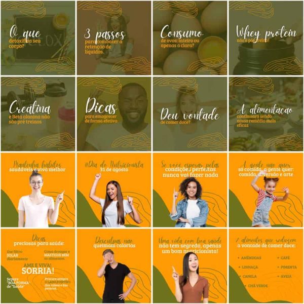 Pack Canva Nutricionista Nutrição 200 Modelos Editáveis+ Legendas