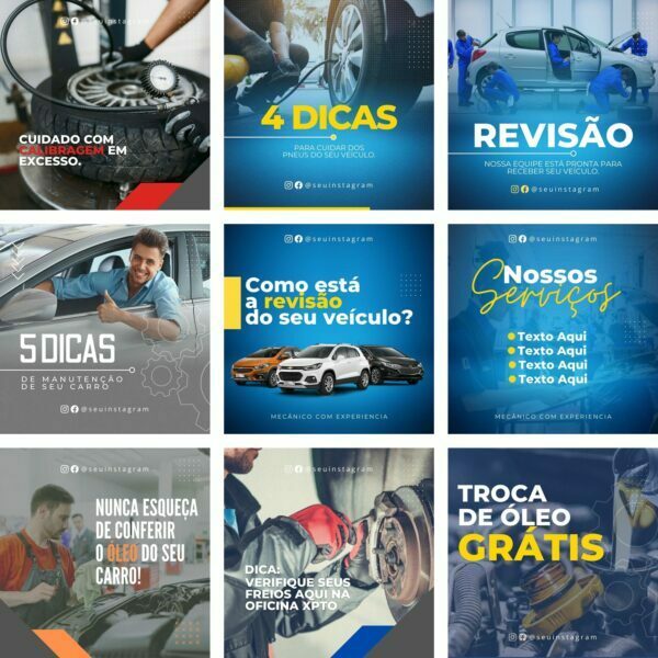 Pack Canva Oficina Mecânica Mecânico 40 Modelos Editáveis+ Bônus