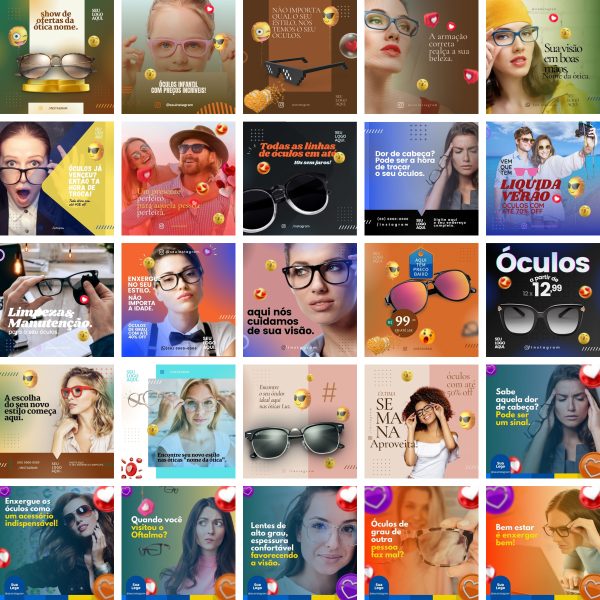 Pack Canva Óticas Oftalmologista 340 Modelos Editáveis+ Bônus