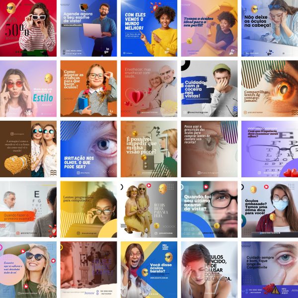 Pack Canva Óticas Oftalmologista 340 Modelos Editáveis+ Bônus