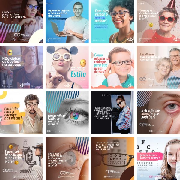 Pack Canva Óticas Oftalmologista 44 Modelos Editáveis+ Bônus